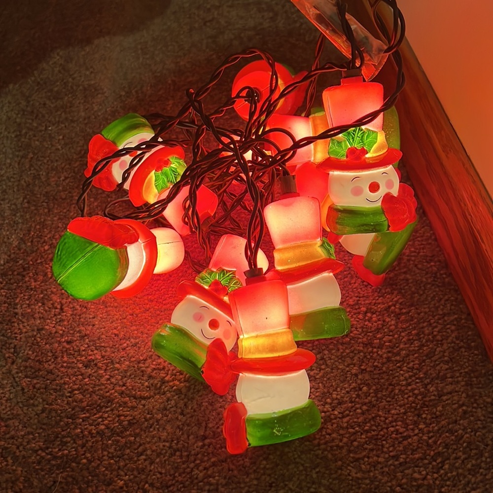 Vintage Snowmen Lights Ten Lights Working